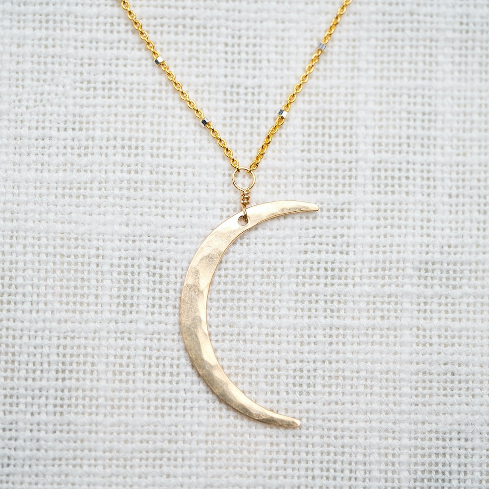 The Golden Season Crescent Moon Necklace - Sterling Silver and Labrado –  Andewyn Moon